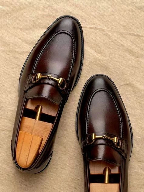 Classic Black Woven Leather Loafers